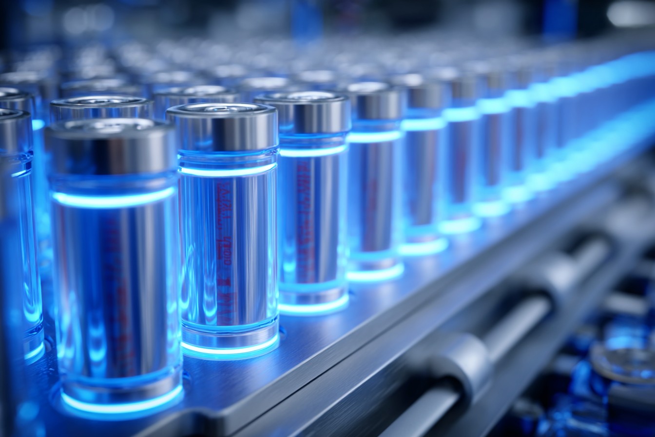 Sodium-ion battery prototype in clean laboratory with cylindrical cells