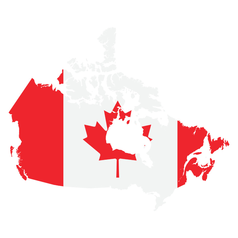 Map of Canada with Canadian flag – solar energy incentives and rebates across Canada
